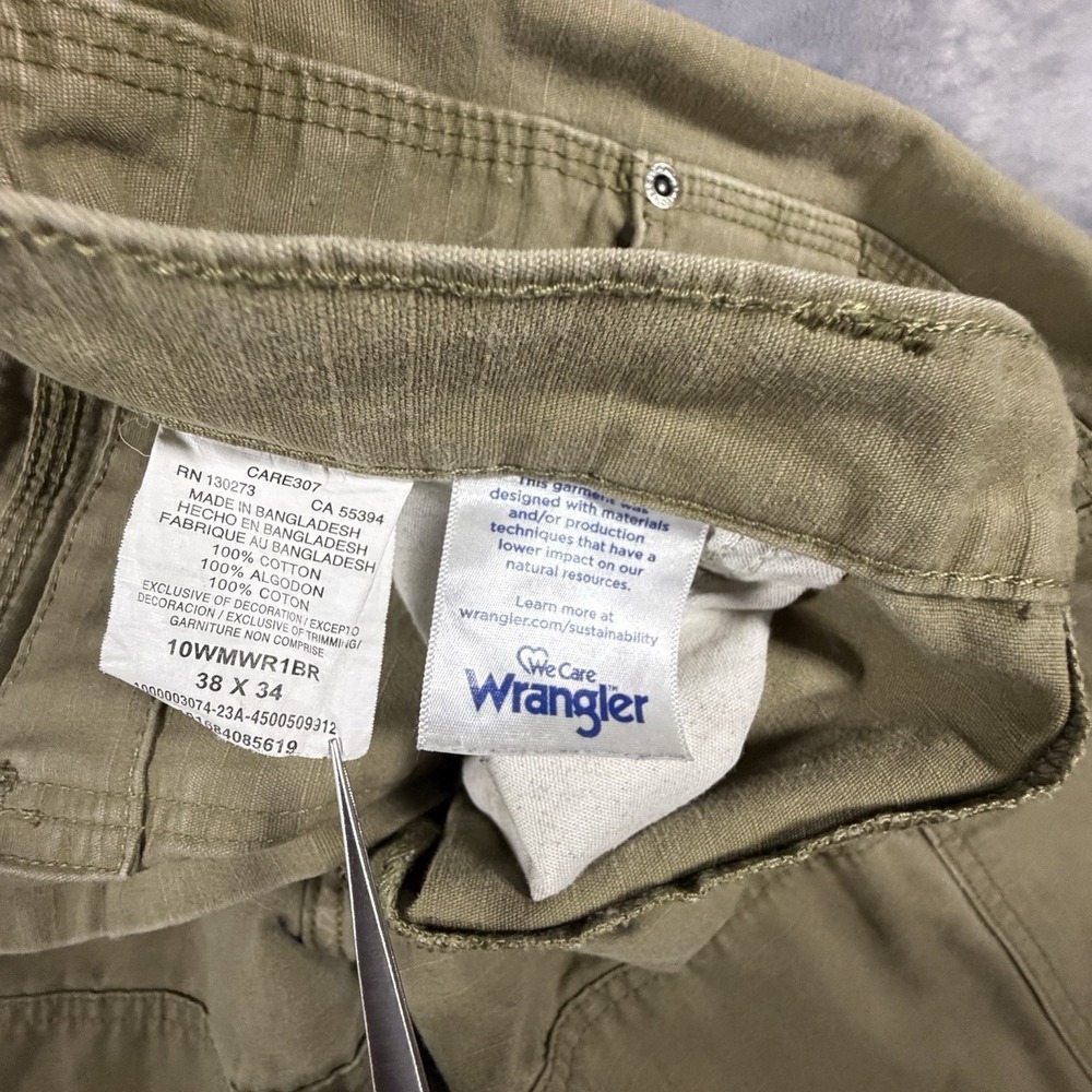Wrangler Pants Men's 38x34 For 38x32 Khaki Ranger Cargo Workwear Double Knee - Picture 8 of 16